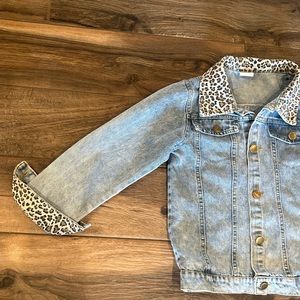 Light denim jacket with animal print accents: boutique purchased
